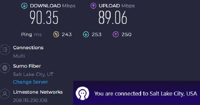 Obscured VPN connected to Salt Lake City, US