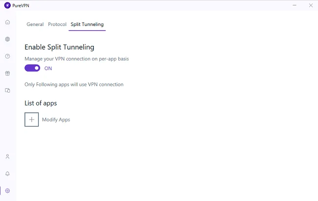 Enable Split Tunneling on PureVPN