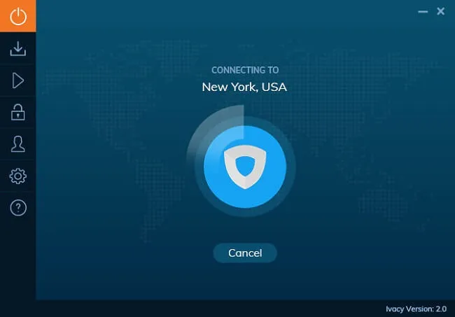 Connecting to the New York server on Ivacy.