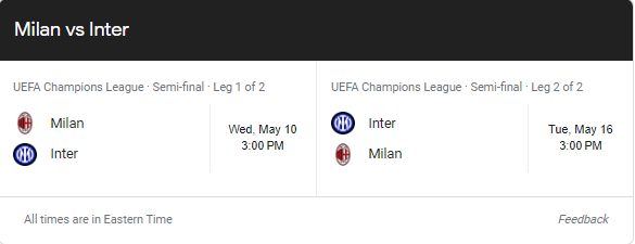 UEFA AC Milan vs Inter Milan