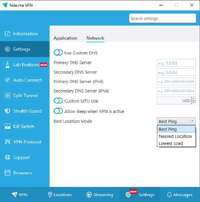 network settings